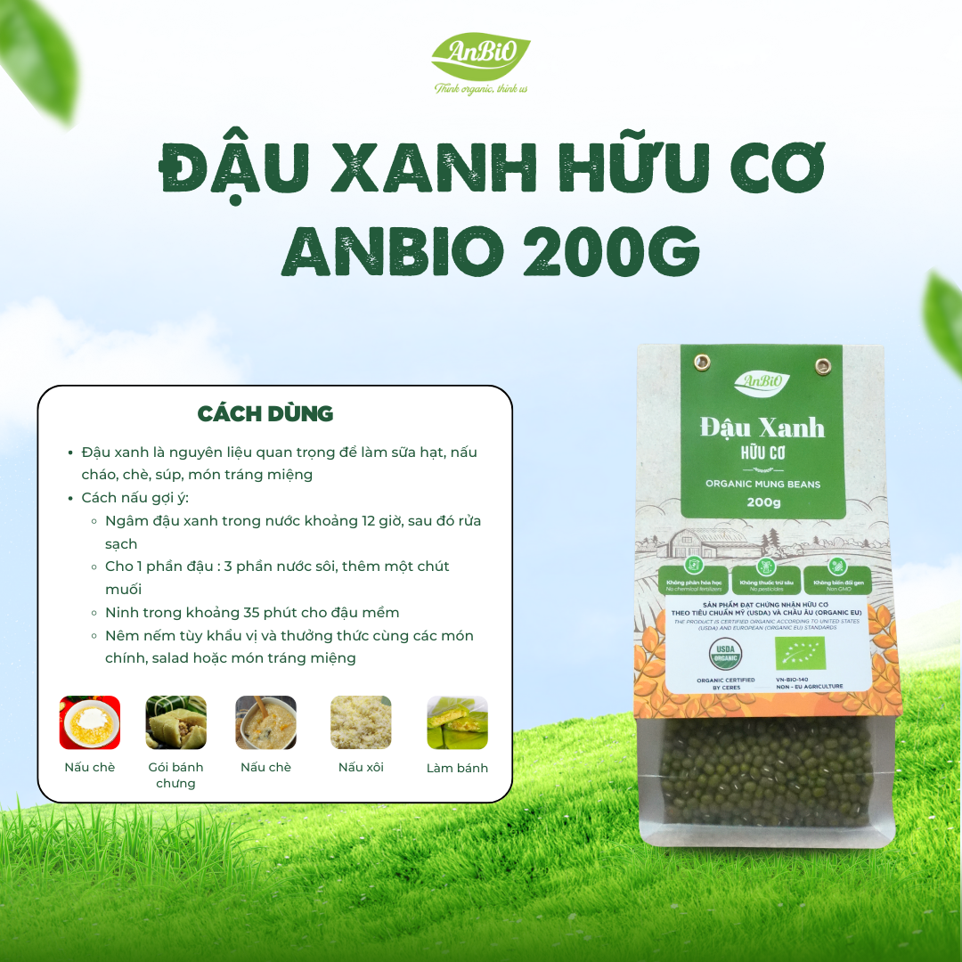 Đậu xanh hữu cơ Anbio 200g