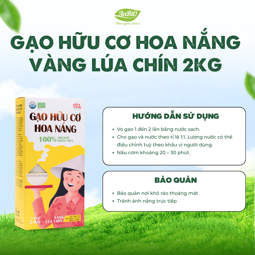 Gạo hữu cơ Hoa nắng Vàng Lúa chín 2kg