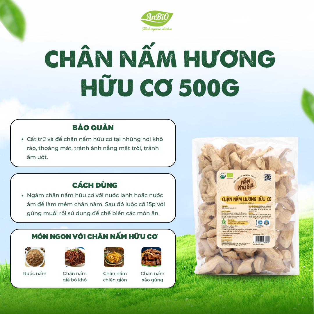 Chân Nấm Hương - Organic (Gói) 500g