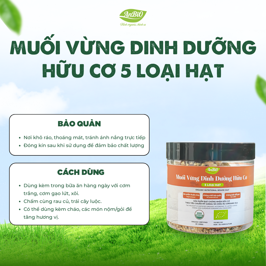 Muối vừng dinh dưỡng hữu cơ 5 loại hạt