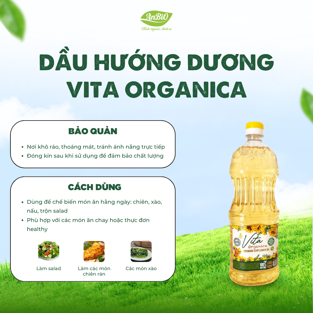 Dầu hướng dương cao cấp Vita Organica 1L (Chai)