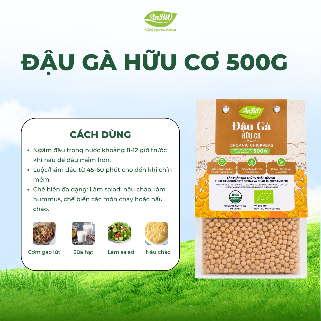 Đậu gà hữu cơ Anbio 500g (Gói)