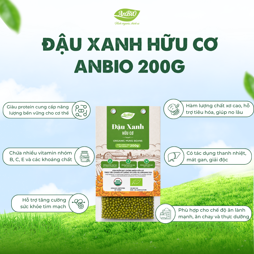 Đậu xanh hữu cơ Anbio 200g
