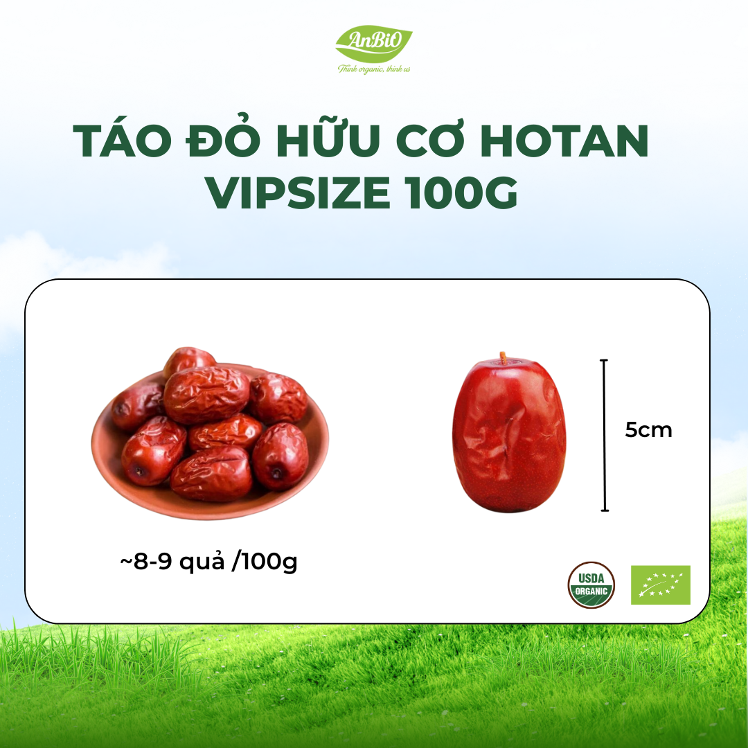 Táo đỏ hữu cơ Hotan Anbio - 100g (Hộp tròn)