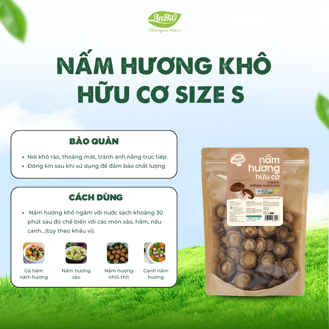 Nấm hương khô (S) - Organic - (Gói)