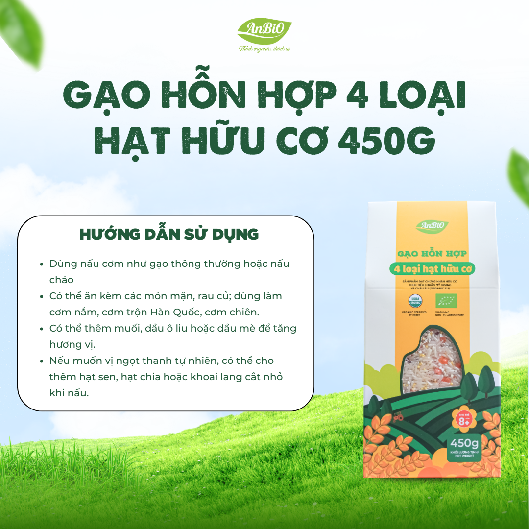Gạo hỗn hợp 4 loại hạt hữu cơ