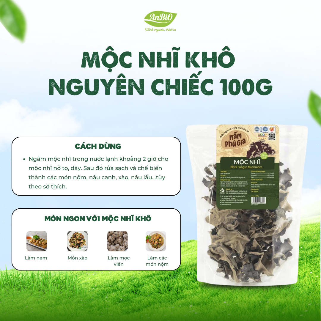Mộc nhĩ khô cao cấp gói 100g/300g/500g