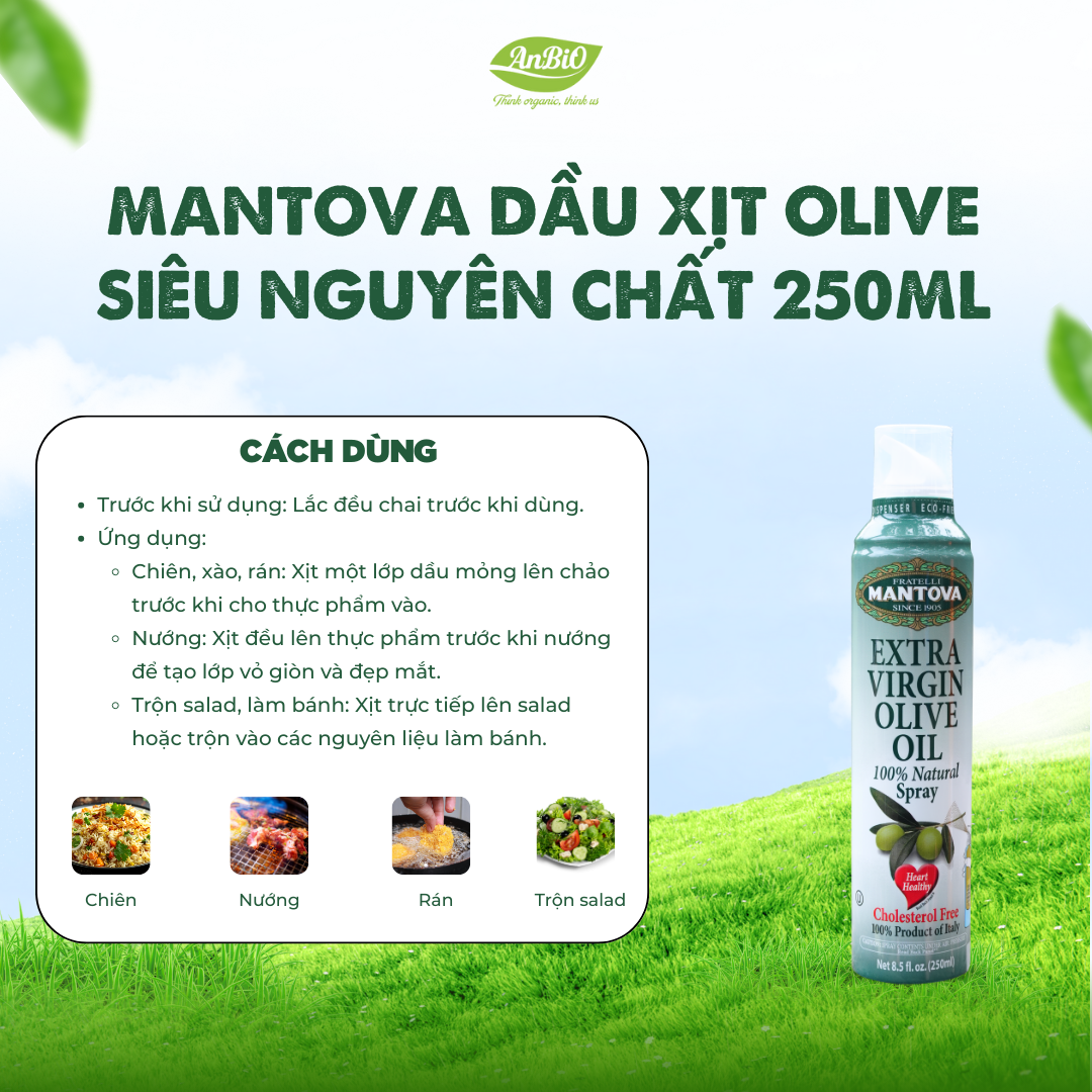 Mantova Dầu xịt Olive siêu nguyên chất 250ml