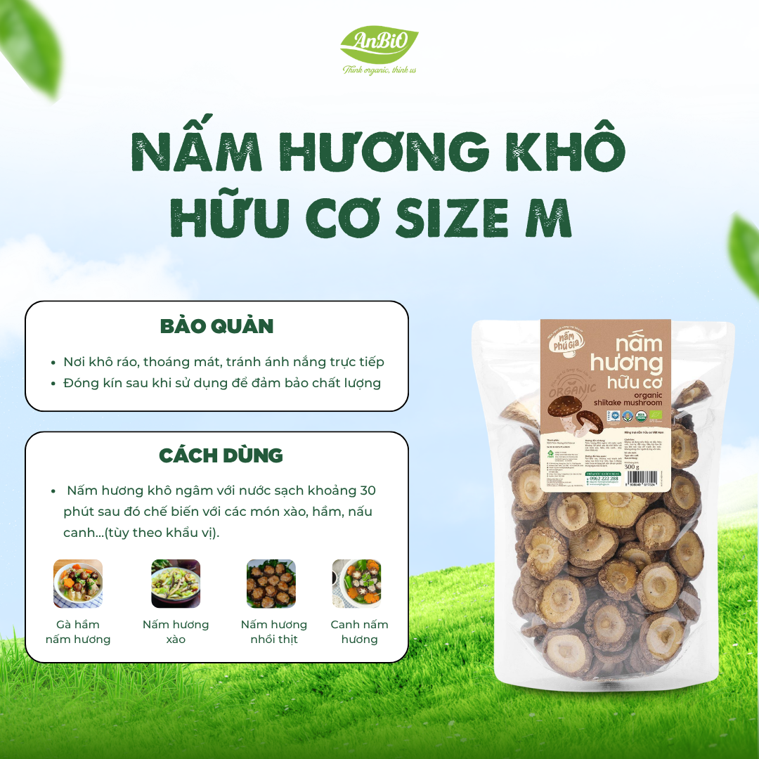 Nấm Hương Khô (M) - Organic - (Gói)