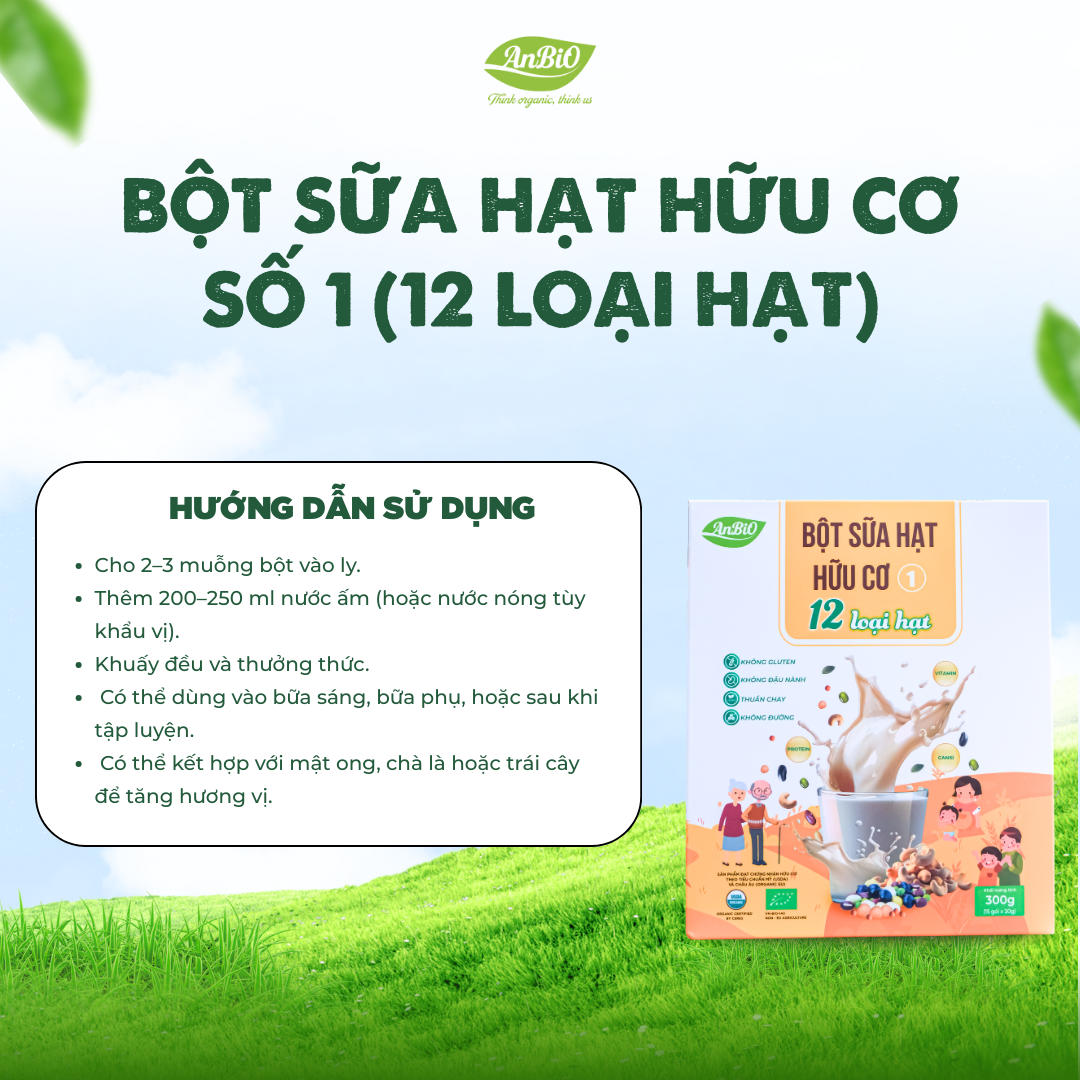 Bột sữa hạt hữu cơ số 1 (12 loại hạt)