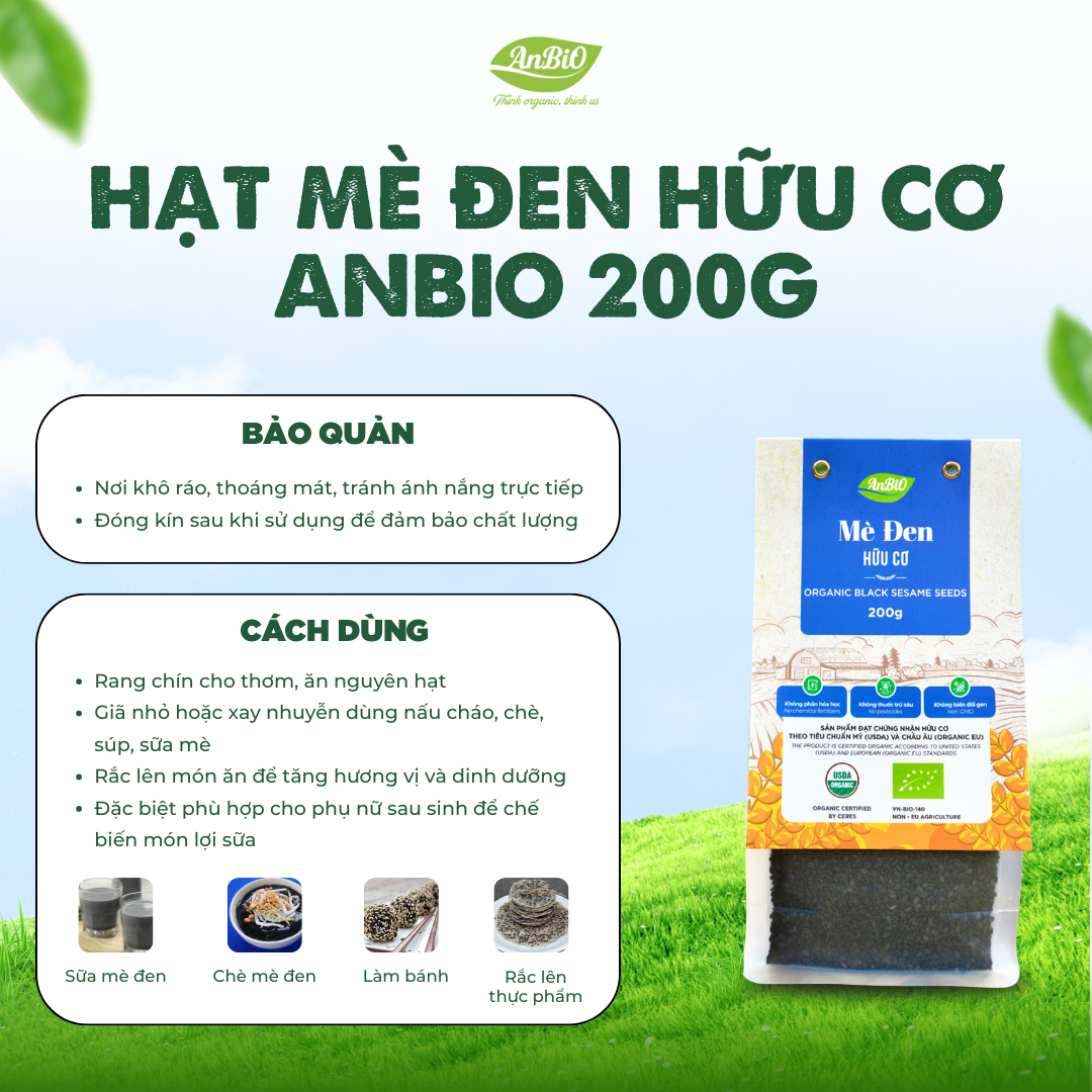 Mè đen hữu cơ AnBiO 200g