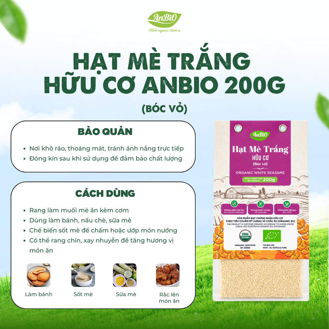 Mè trắng hữu cơ (bóc vỏ) 200g