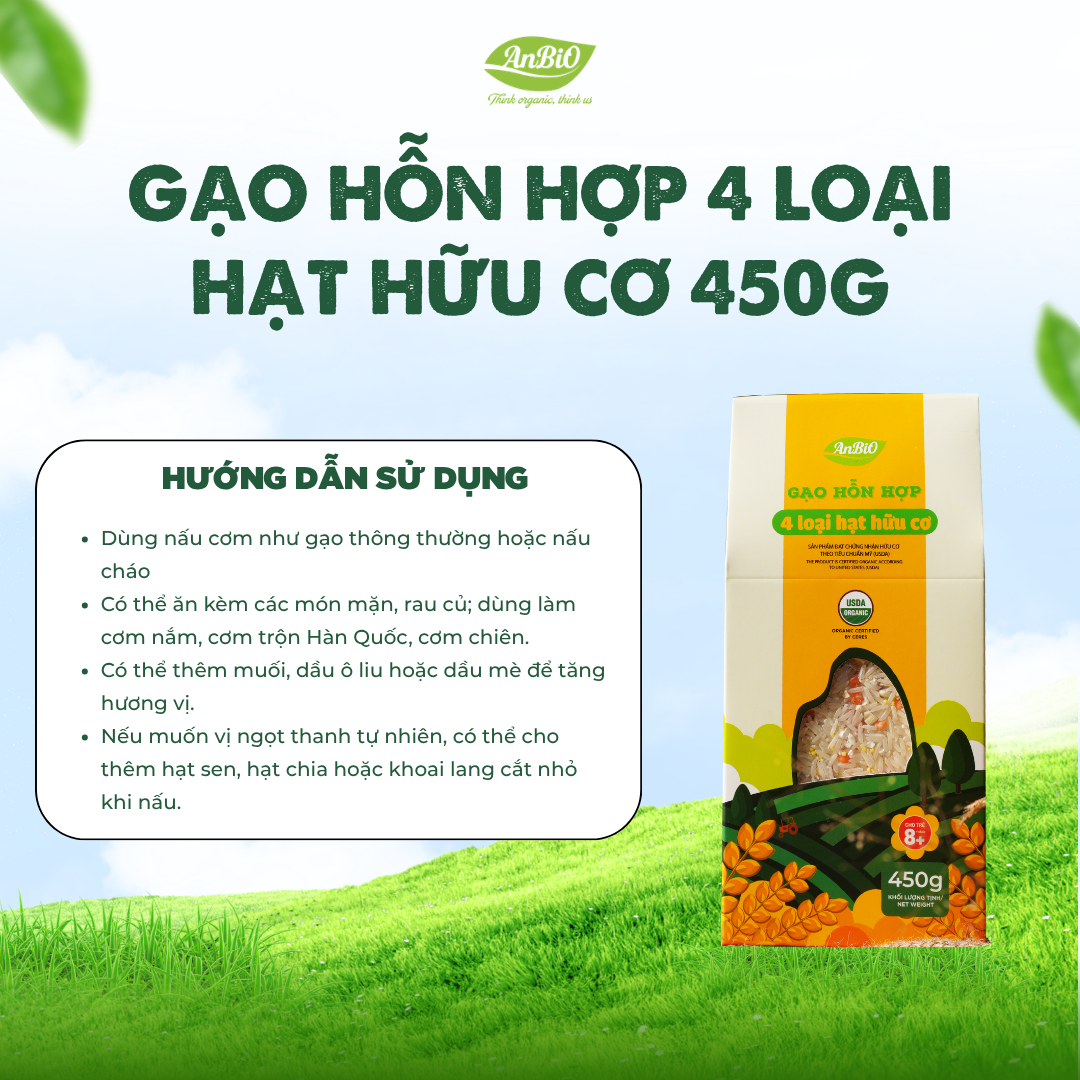 Gạo hỗn hợp 4 loại hạt hữu cơ