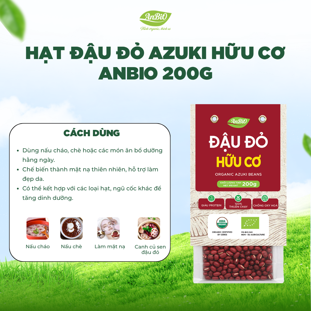 Đậu đỏ hữu cơ azuki Anbio 200g