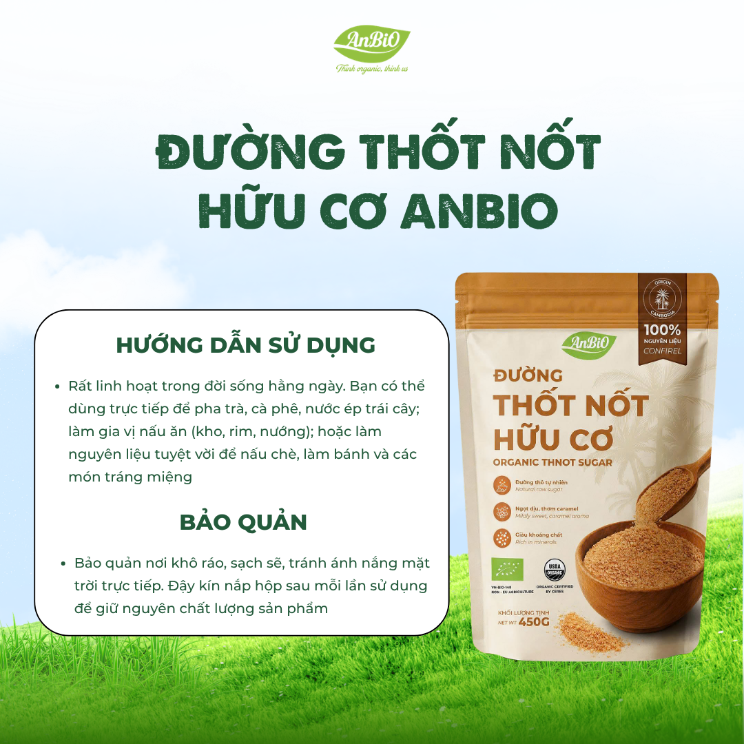 Đường thốt nốt hữu cơ AnBiO 450g