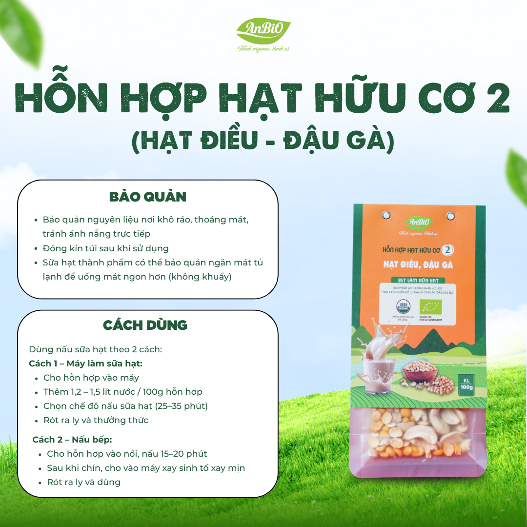 Hỗn hợp hạt hữu cơ số 2 ( Hạt điều - Đậu gà)