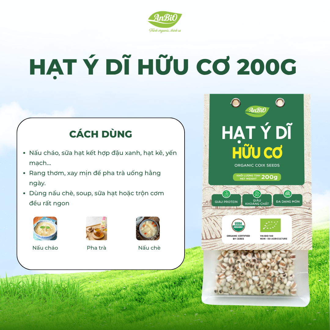 Hạt ý dĩ hữu cơ Anbio 200g