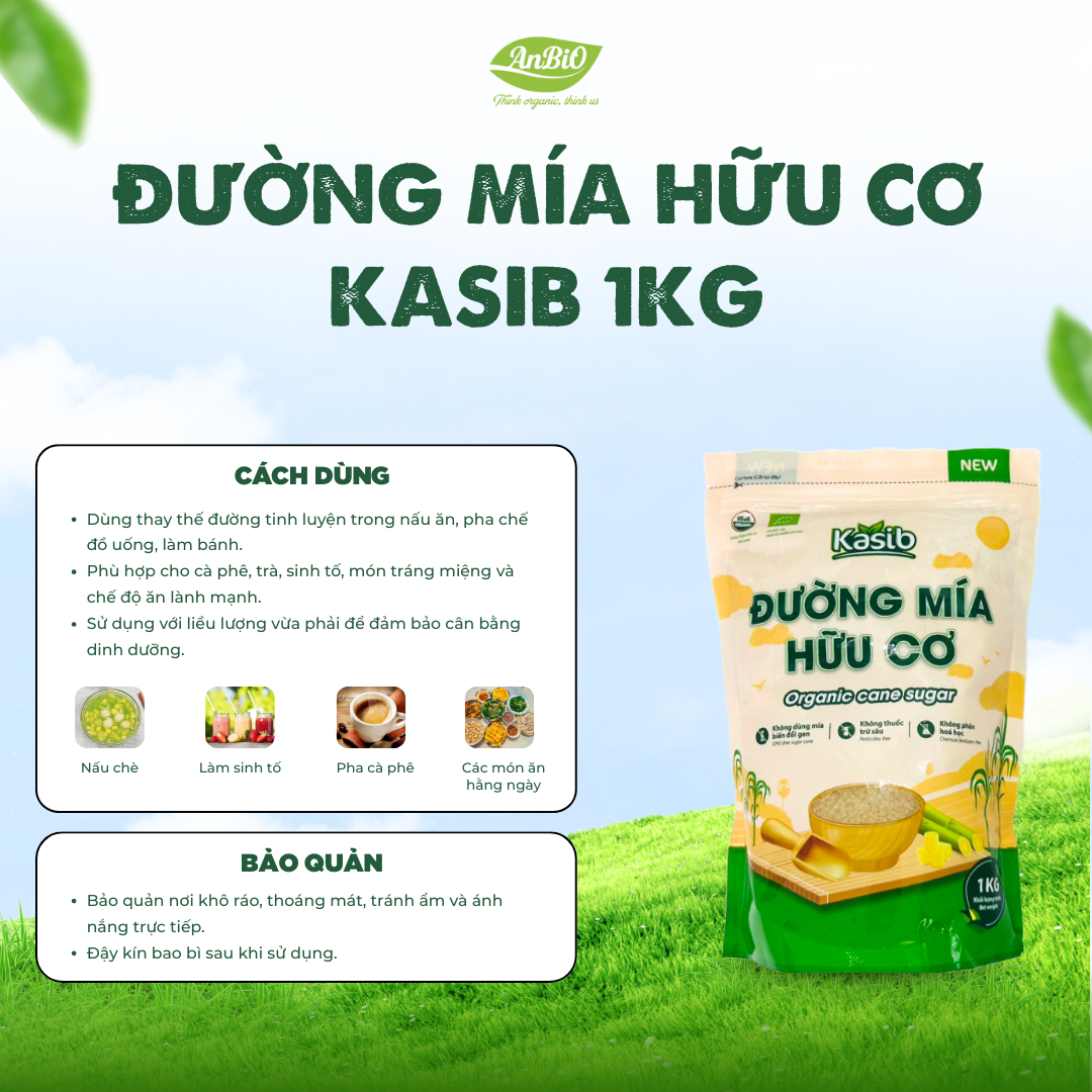 Đường mía hữu cơ Kasib 1 kg