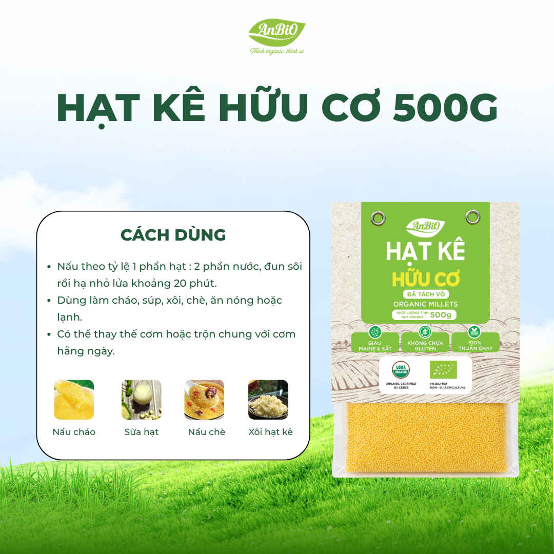 Hạt kê hữu cơ Anbio 500g