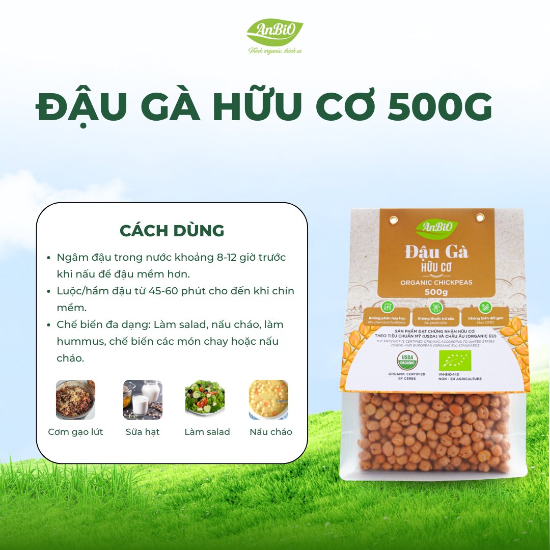 Đậu gà hữu cơ Anbio 500g (Gói)