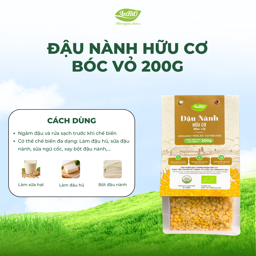 Đậu nành hữu cơ AnBiO (bóc vỏ) 200g