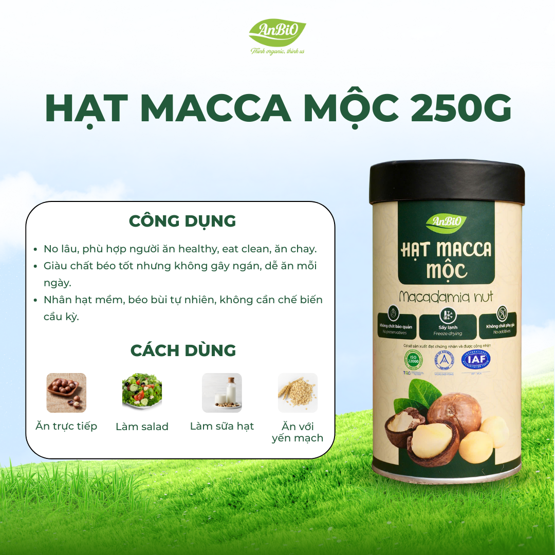 Hạt Macca Mộc - 250g (Hộp Tròn)