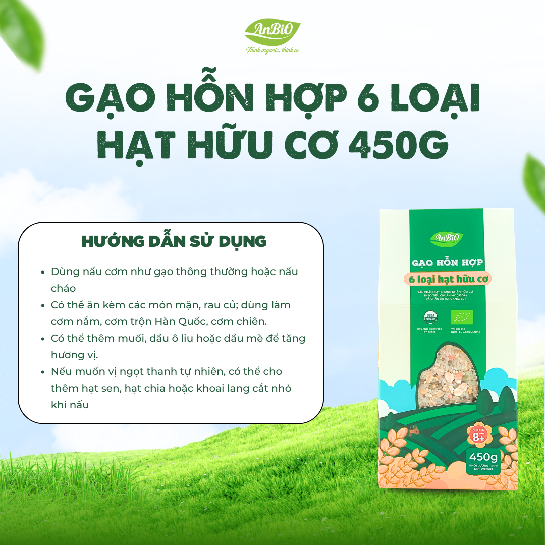 Gạo hỗn hợp 6 loại hạt hữu cơ