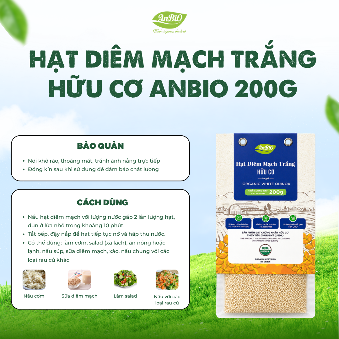 Hạt diêm mạch trắng hữu cơ Anbio