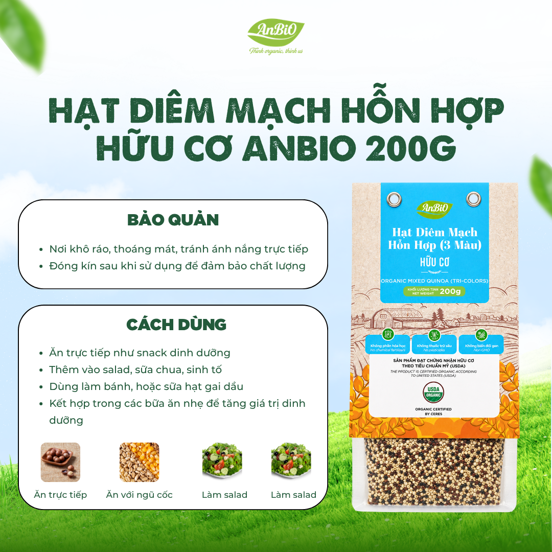 Hạt diêm mạch 3 màu hữu cơ AnbiO