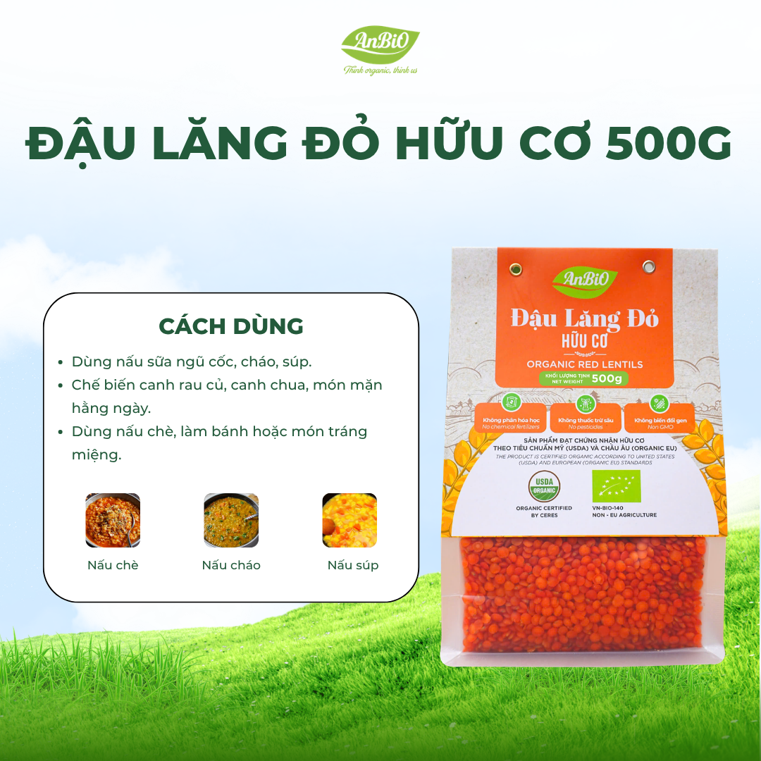 Đậu lăng đỏ hữu cơ 500g