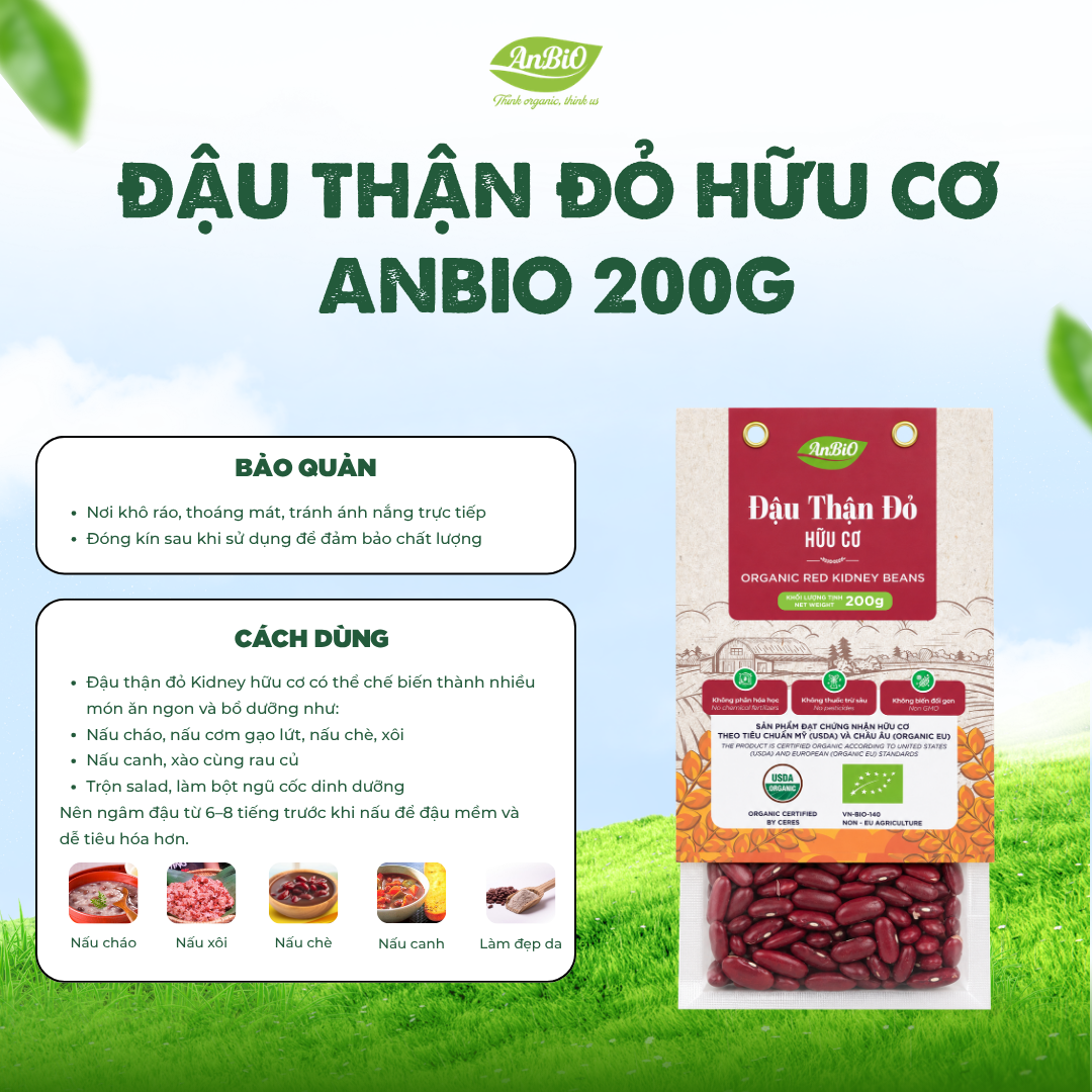 Đậu đỏ kidney hữu cơ Anbio 200g