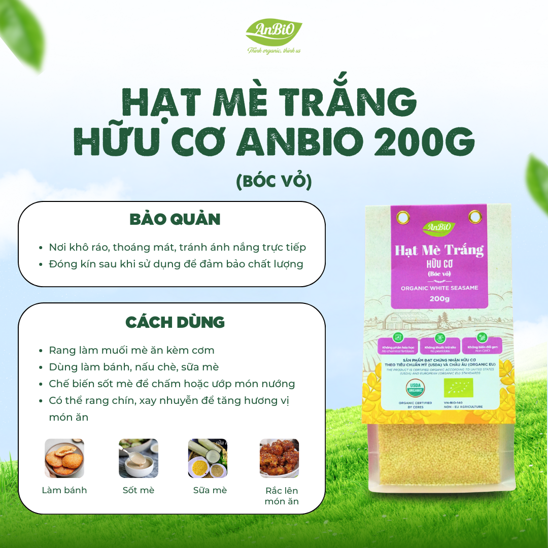 Mè trắng hữu cơ (bóc vỏ) 200g