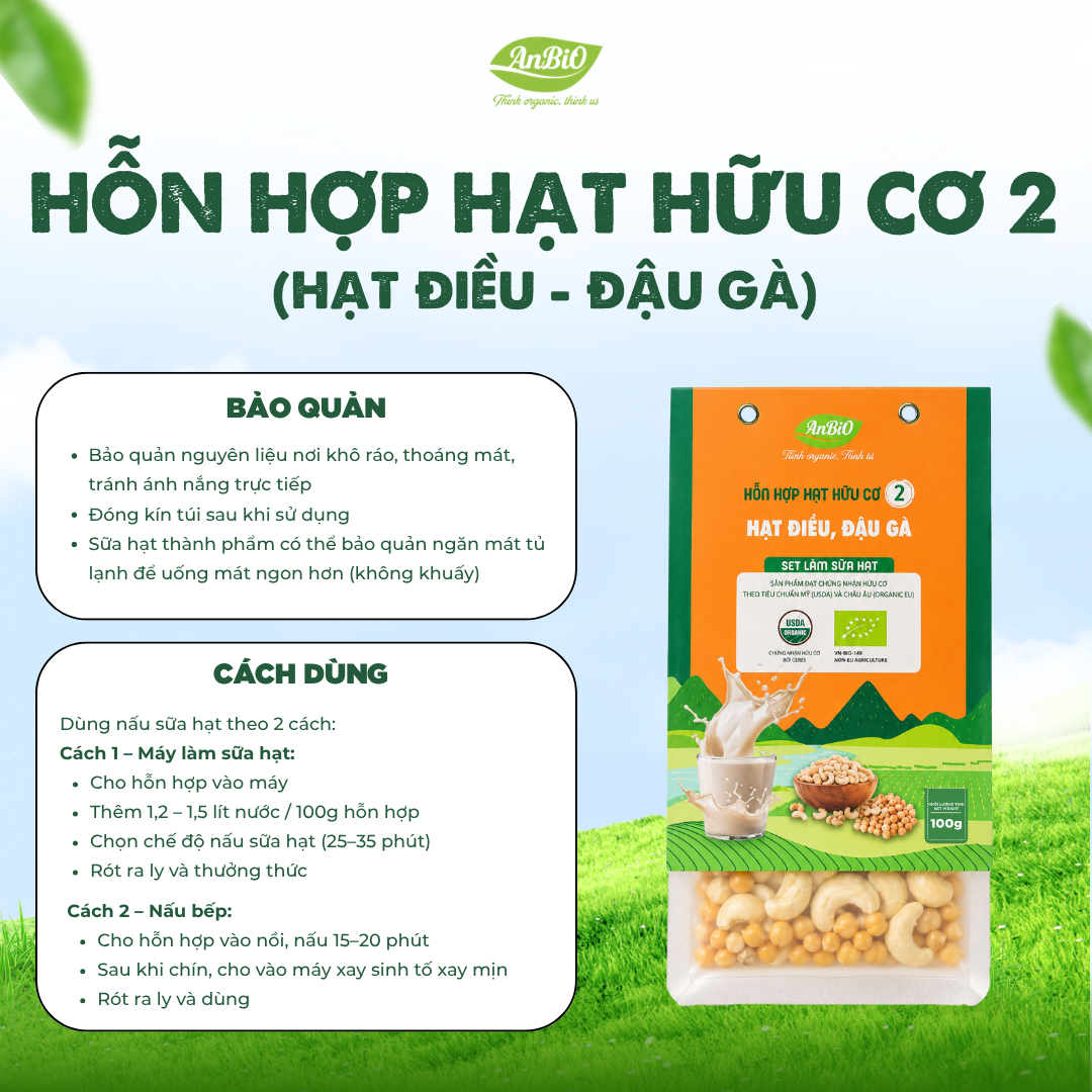 Hỗn hợp hạt hữu cơ số 2 ( Hạt điều - Đậu gà)