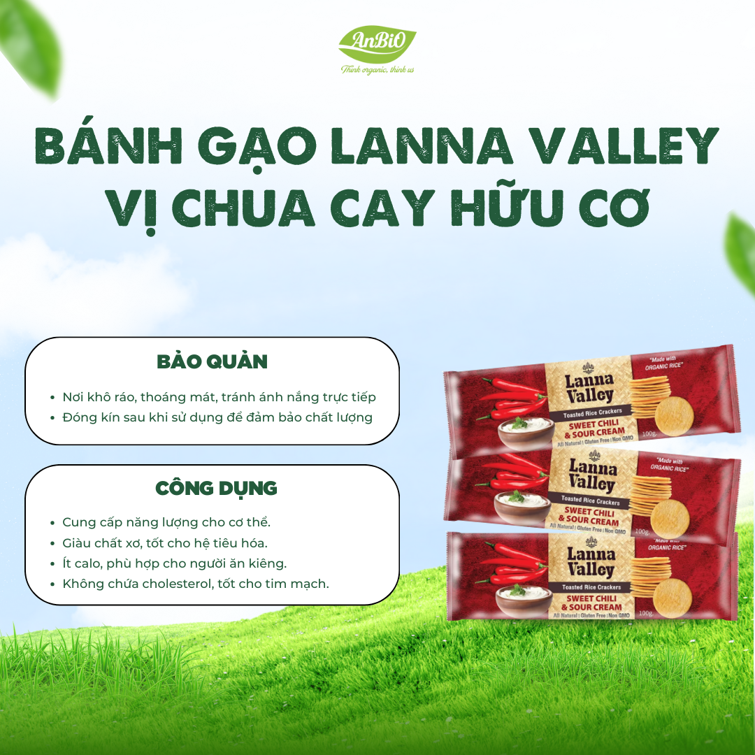 Lanna Valley Bánh gạo hữu cơ vị chua cay 100g