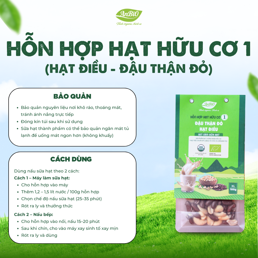 Hỗn hợp hạt hữu cơ số 1 ( Hạt điều - Đậu thận đỏ)