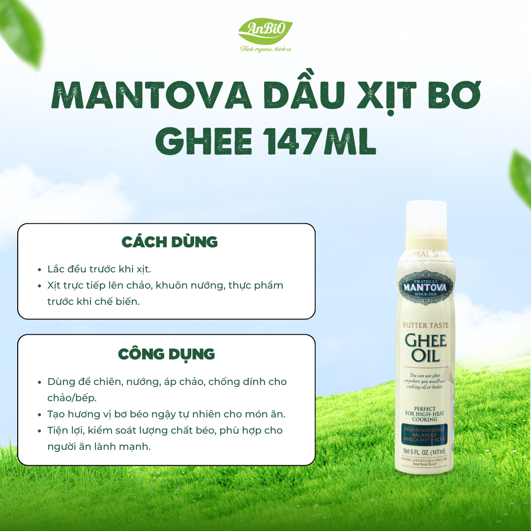 Mantova Dầu xịt bơ Ghee 147ml
