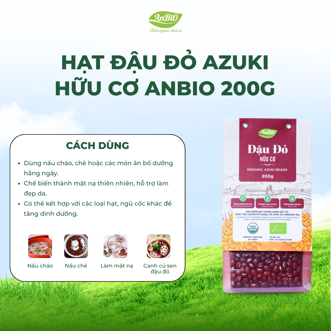 Đậu đỏ hữu cơ azuki Anbio 200g