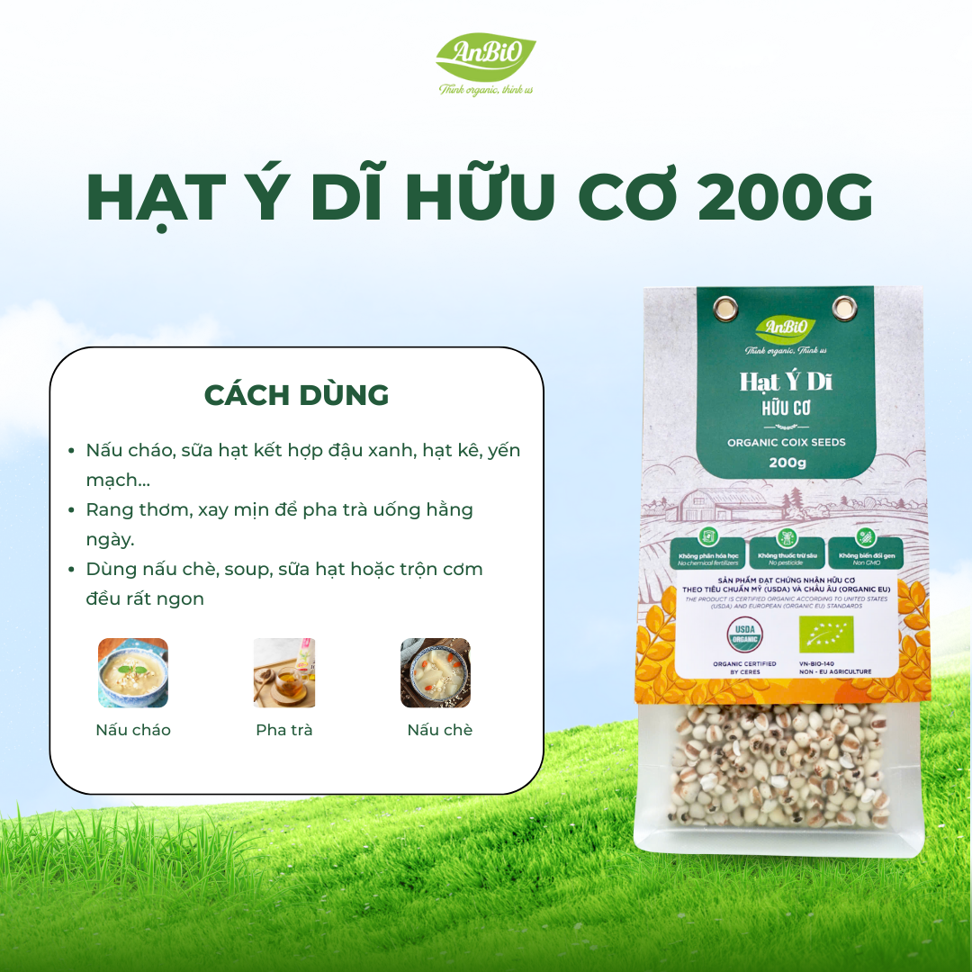 Hạt ý dĩ hữu cơ Anbio 200g