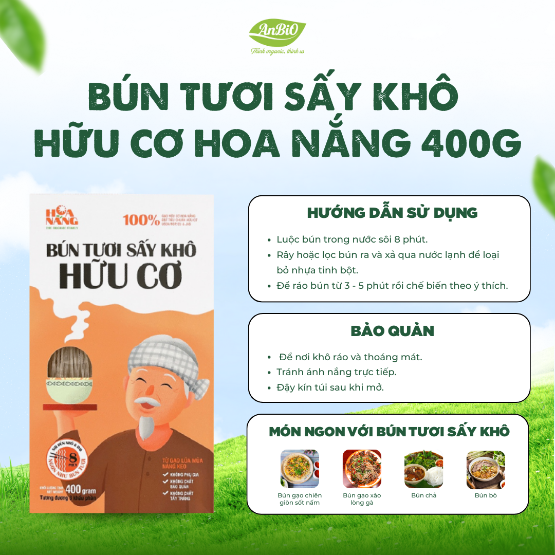 Bún tươi sấy khô Hoa Nắng hữu cơ