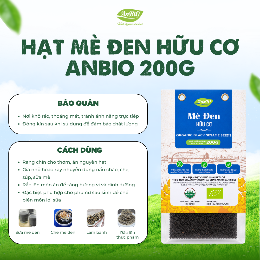 Mè đen hữu cơ AnBiO 200g