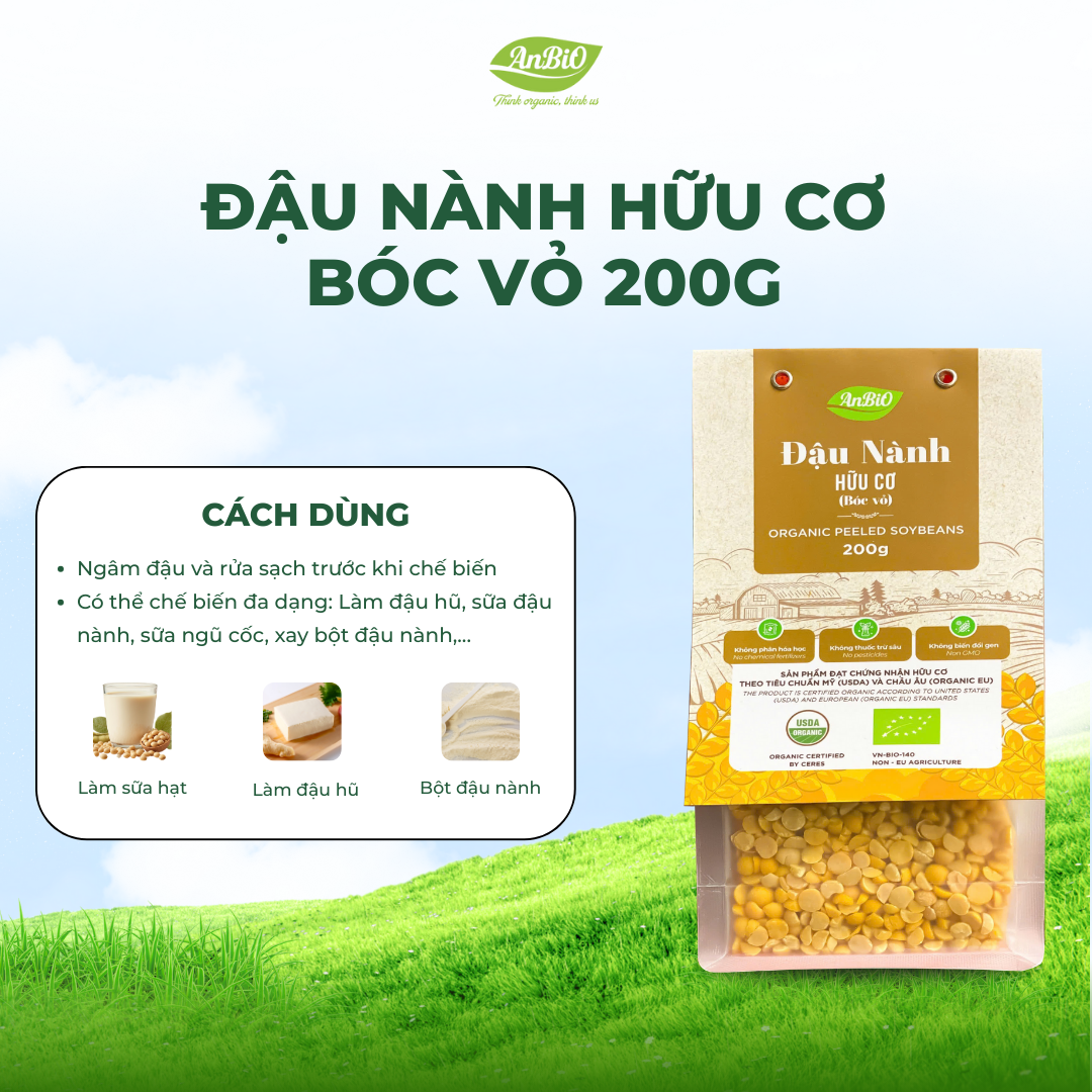 Đậu nành hữu cơ AnBiO (bóc vỏ) 200g