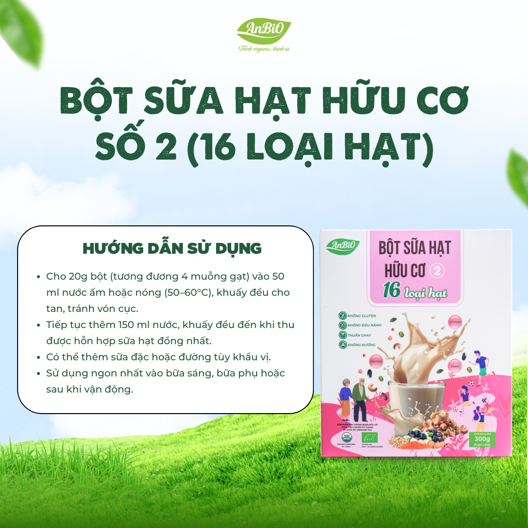 Bột sữa hạt hữu cơ số 2 (16 loại hạt)