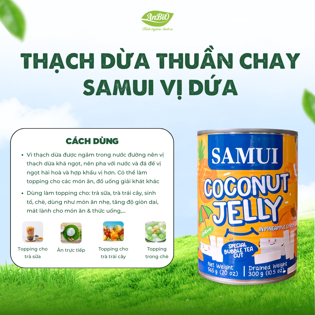 Thạch dừa Samui VỊ DỨA/ COCONUT JELLY IN SYRUP SAMUI BRAND 565g