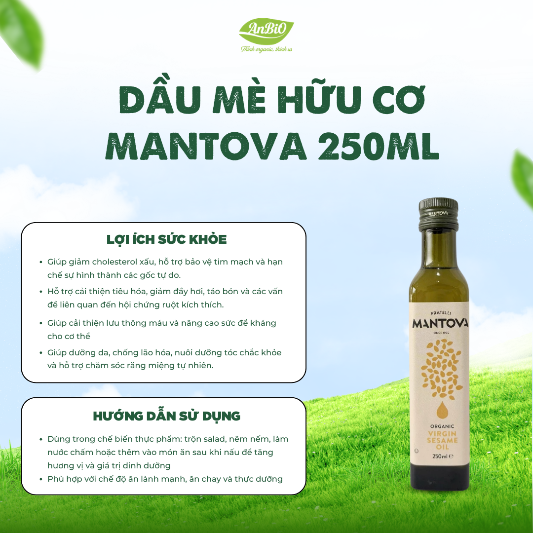 Mantova Dầu hạt mè hữu cơ 250ml