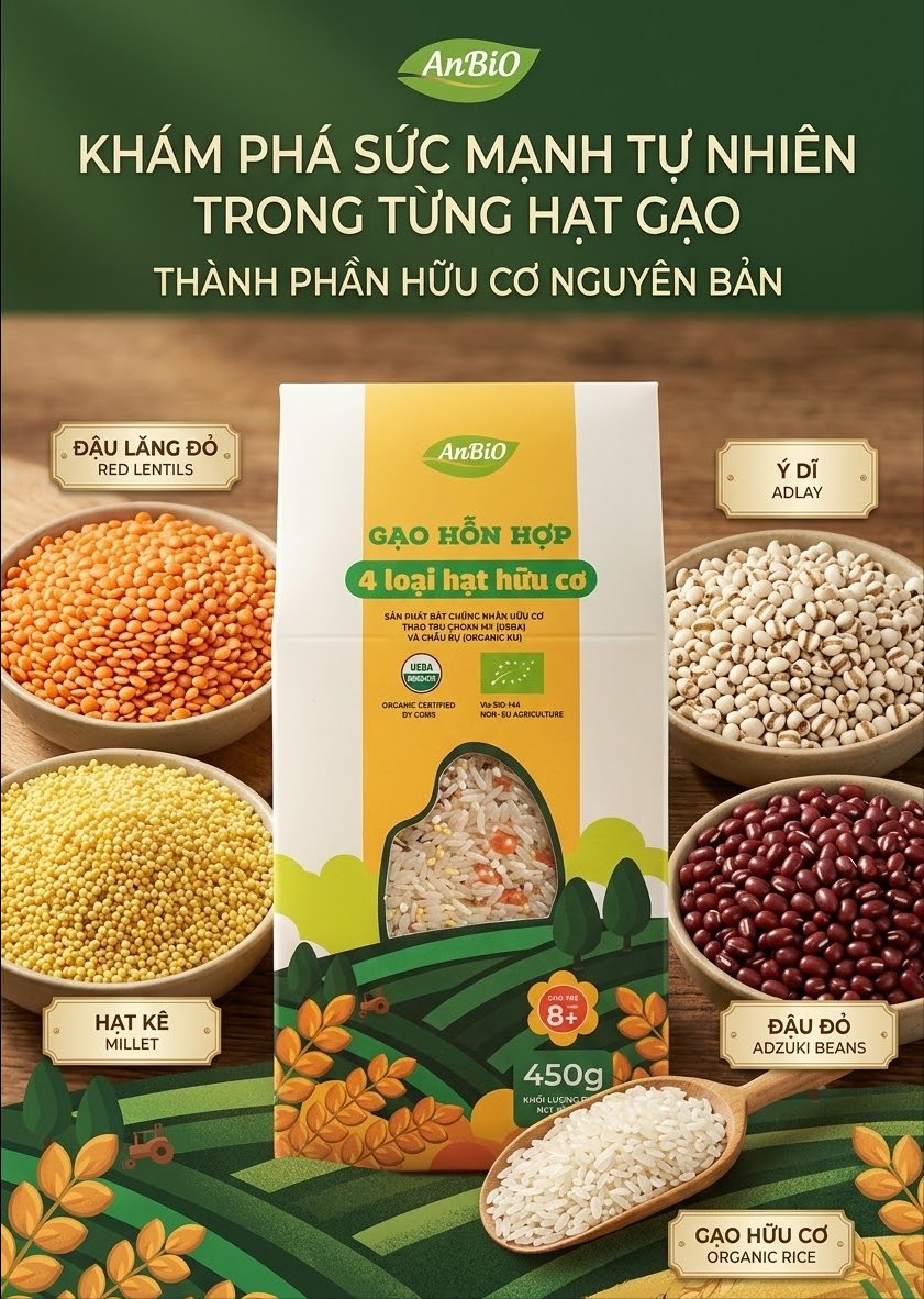 Gạo hỗn hợp 4 loại hạt hữu cơ