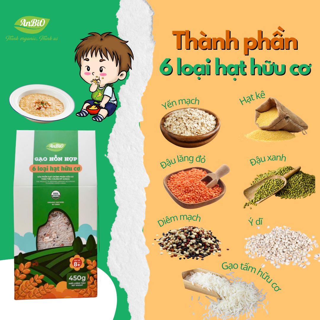 Gạo hỗn hợp 6 loại hạt hữu cơ