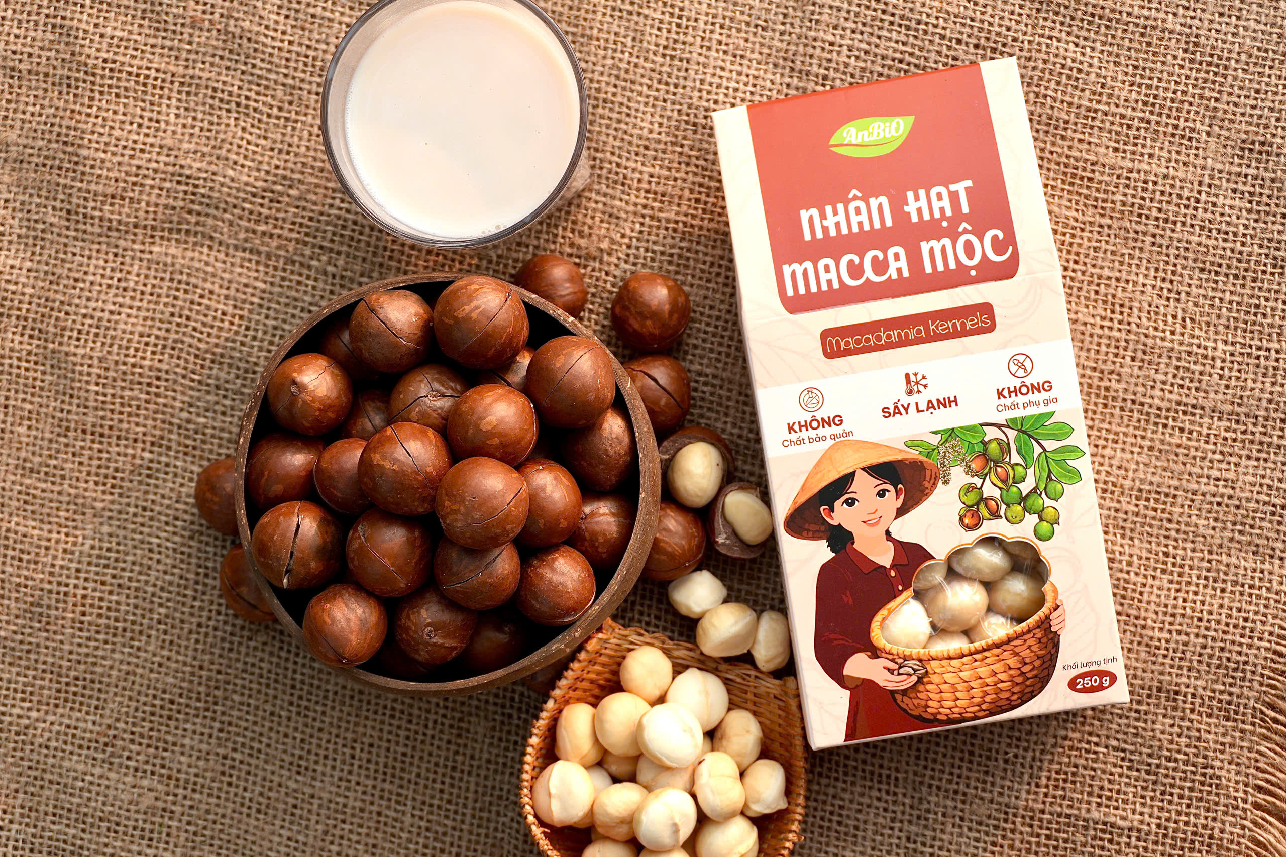 Nhân hạt Macca Mộc Anbio (Gói 250g)