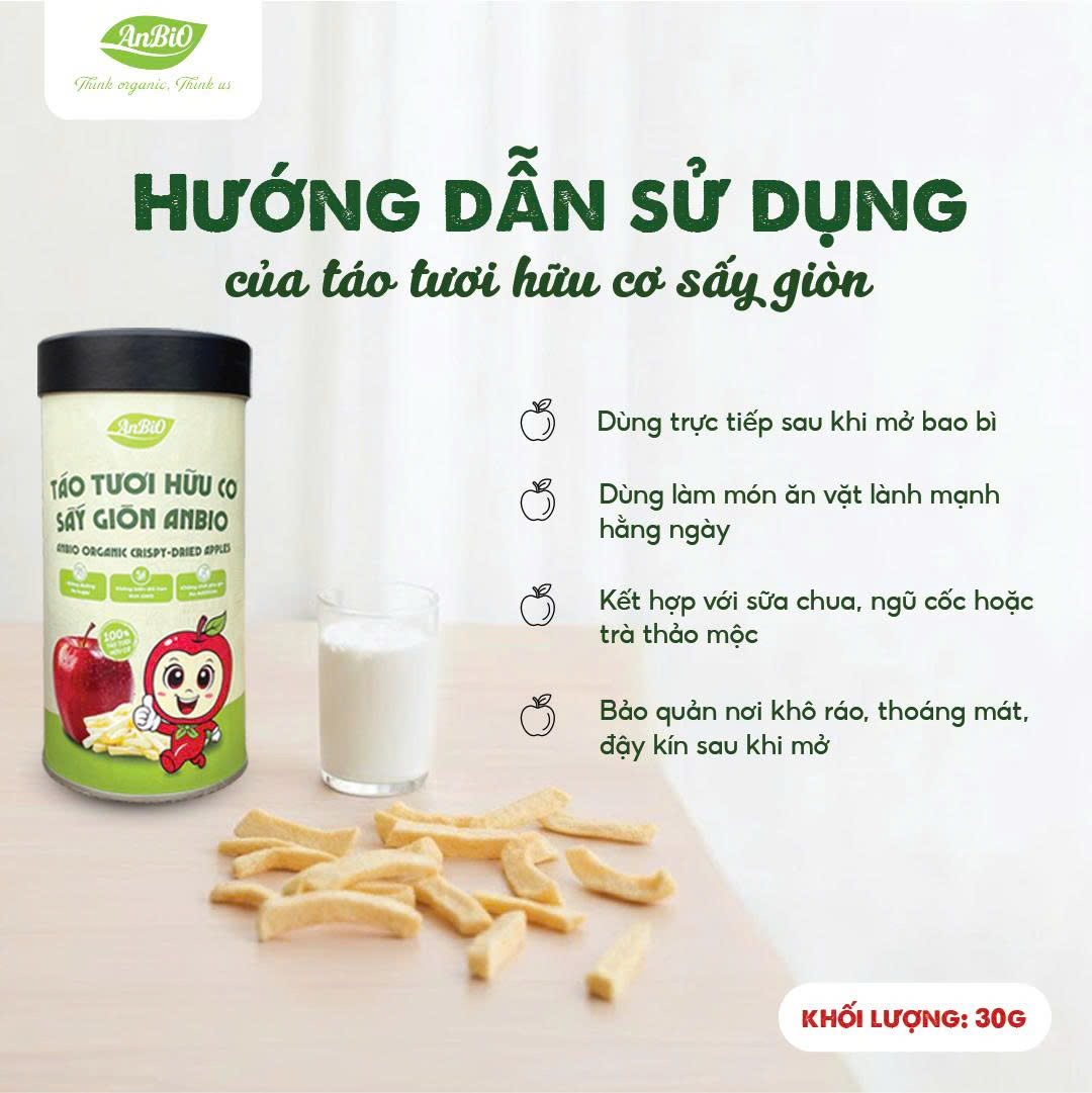 Táo tươi hữu cơ sấy giòn hộp 30gr