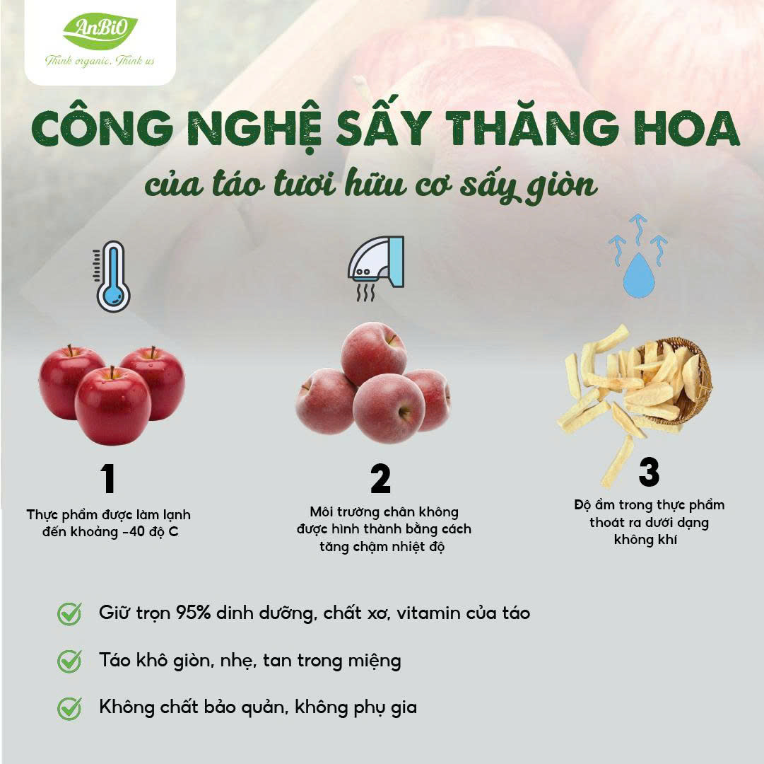Táo tươi hữu cơ sấy giòn hộp 30gr