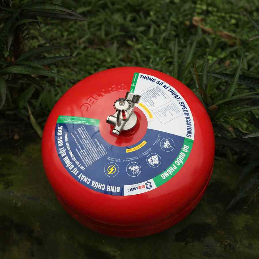 ảnh thực tế bình cầu tự động pccc 8kg của công ty 83mec